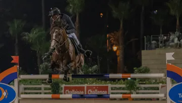 Simon Delestre et Tinka's Hero lors de leur victoire à Tétouan hier.