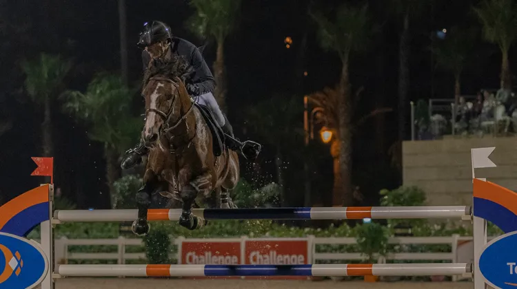 Simon Delestre et Tinka's Hero lors de leur victoire à Tétouan hier.