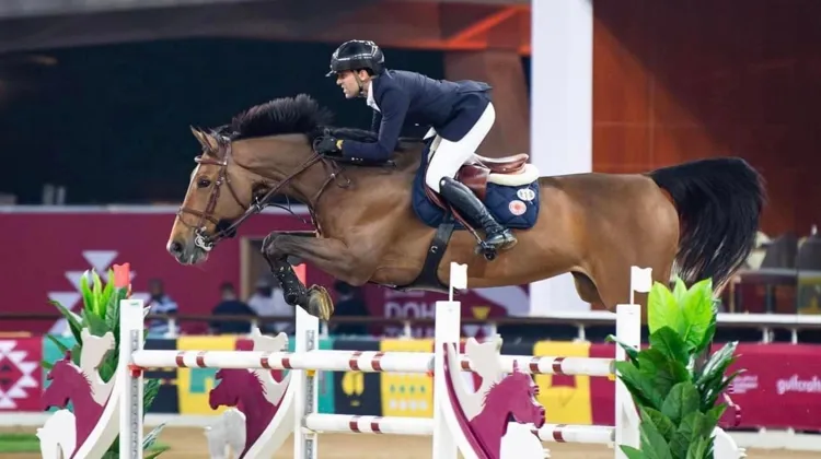 Ici sur la piste de Doha en janvier, Olga van de Kruishoeve y a offert une nouvelle victoire à Simon Delestre ce vendredi