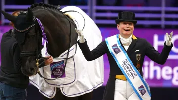 L'Allemande Isabell Werth, triple vainqueur de la Coupe du monde de dressage (ici à Omaha, en 2017), s'oppose à une proposition de réforme de la notation des compétitions de dressage.