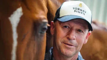 Éric Lamaze aux écuries d'Écaussinnes. 