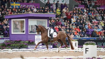 Charlotte Dujardin et Imothep aujourd'hui lors du Grand Prix. 