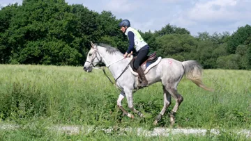 Gaëlle Ollivier-Jacob galope ici en compagnie de Pot Made à Saint-Nicolas-du-Pélem.