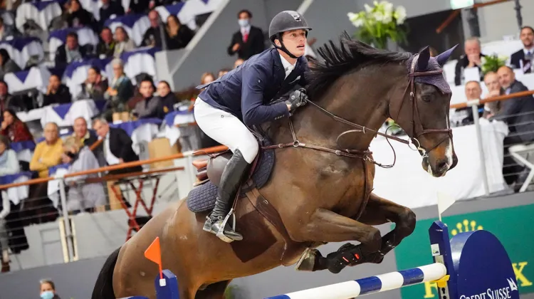 Edouard Schmitz et Quno sur la piste de Palexpo. 