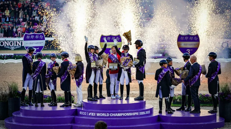 Le podium par équipes à l'issue du Grand Prix, composé du Danemark en tête, de la Grande-Bretagne ensuite et de l'Allemagne. 