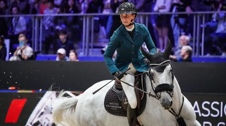 Pénélope Leprevost et Bingo del Tondou, quatrièmes de la Coupe du monde Longines de Lyon. 
