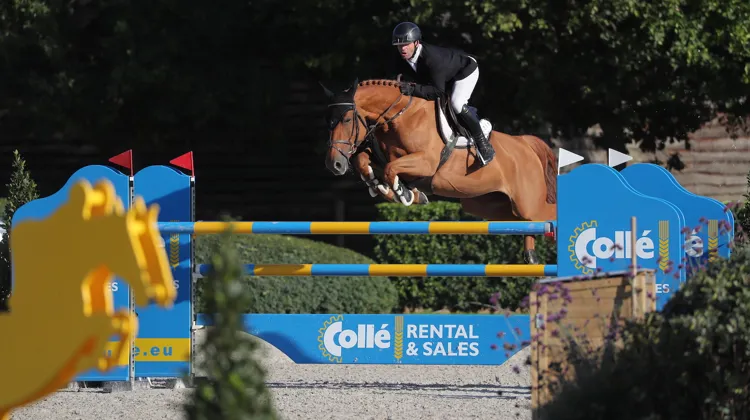 Grégoire Hercelin et Gutchi de Moyon aux championnats du monde des jeunes chevaux à Lanaken.