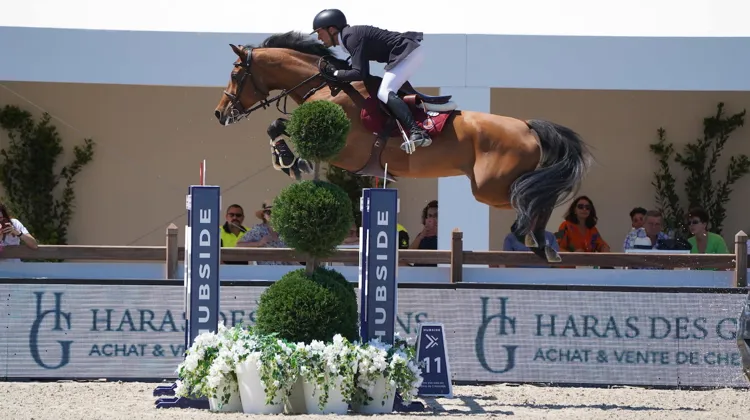 Plusieurs produits de Conthargos ont évolué sous couleurs tricolores, comme Conbelleza, ici au CSI 5* de Grimaud avec Simon Delestre.