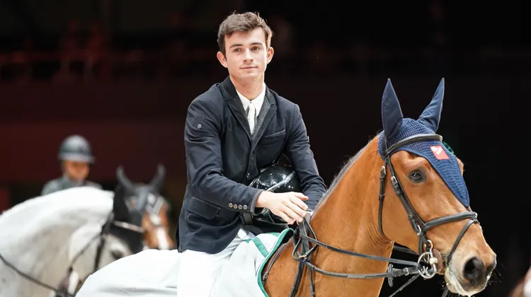 Antoine Ermann et Béryl des Prés lors de leur ultime victoire commune dans une épreuve U25 du CHI de Genève. 