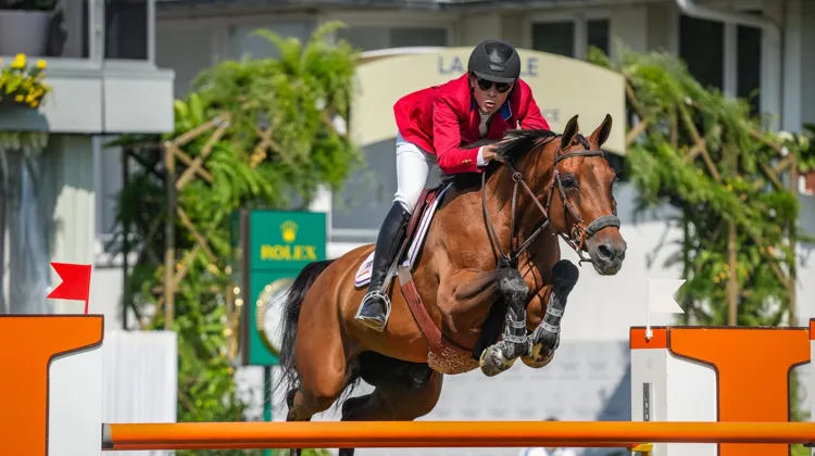 Karl Cook et Caracole de la Roque lors du difficile Grand Prix du CSIO 5* de La Baule, début juin.