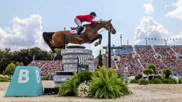 Quatre Selle Français, dont Caracole de la Roque, avec l’Américain Karl Cook, ont été médaillés en jumping aux JO de Paris.