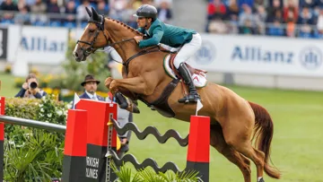 S’il suit la même courbe de progression qu’en 2024, Albführen’s Iashin Sitte, ici au CHIO d’Aix-la-Chapelle, a toutes les chances d’accompagner le Jurassien aux championnats d’Europe de La Corogne cet été en Espagne.