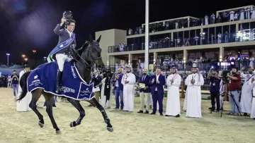 Ici à Doha en début d'année, Michael Pender et HHS Calais ont remporté leur deuxième Grand Prix CSI 5* de l'année, ce soir à Riyad.