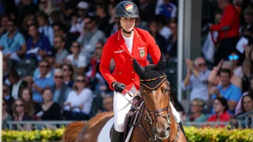 Simone Blum aux championnats d'Europe 2019, à Rotterdam, avec Alice