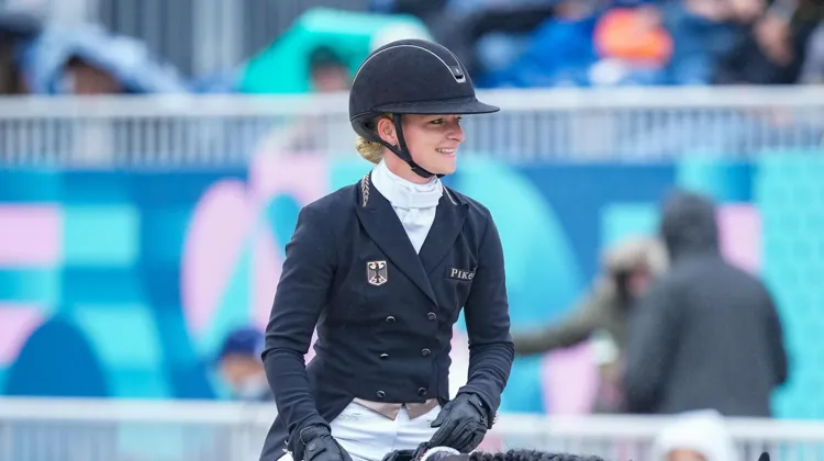 Julia Krajewski à la sortie de sa reprise aux Jeux olympiques de Paris 2024