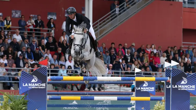 Ici avec Is-Minka, gagnante du Grand Prix CSI 3* du Normandie Horse Show cette année, le Suisse Steve Guerdat participait au rendez-vous normand pour la première fois. 