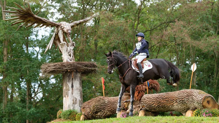 Ici lors de leur reprise de dressage, Mollie Summerland et Mojo sont toujours en tête du Mondial des six ans au Lion-d'Angers après le cross.