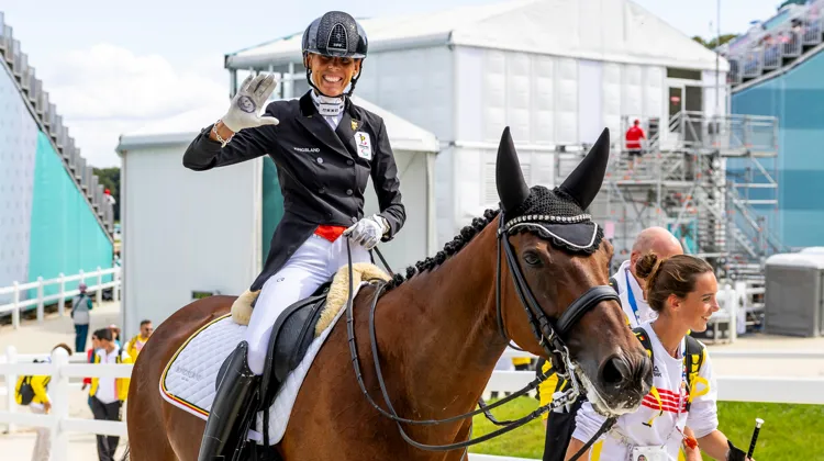 Michèle George en sortie de piste à Versailles