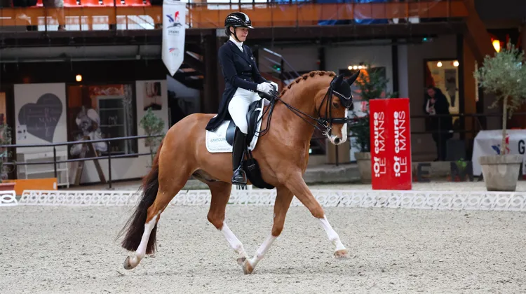 Jessica Michel-Botton et Djembe de Hus dans le Grand Prix Pro Élite disputé hier dans la Sarthe.