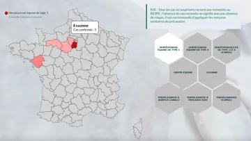 Au 2 décembre, on comptabilise trois foyers dans l’Essonne, deux foyers dans les Hauts-de-Seine, un dans les Yvelines, un dans l’Eure-et-Loir, un en Loire-Atlantique et un dans l’Orne. 