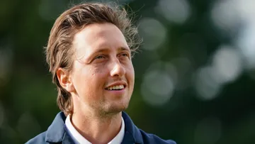 Martin Fuchs lors de la remise des prix de l'épreuve à barrage. 