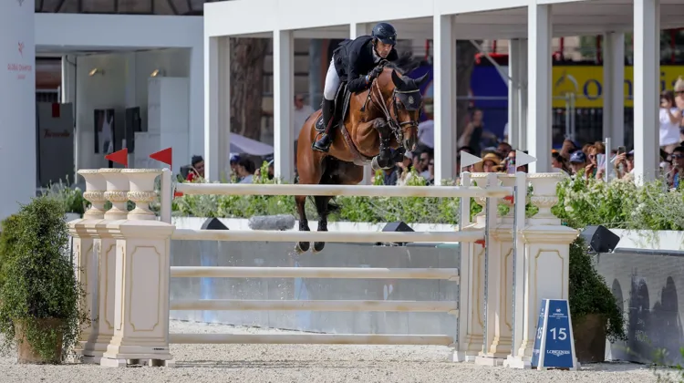 Eduardo Alvarez Aznar et Rokfeller de Pléville lors de l’étape romaine du Longines Global Champions Tour.