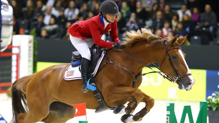 Ashlee Bond, outsider de l'épreuve même si elle avait déjà participé à plusieurs finale Coupe du monde comme ici à Lyon avec la même monture Chela LS, a remporté d'une bien belle manière le Grand Prix du CSI 3* de Liège. Photo Scoopdyga
