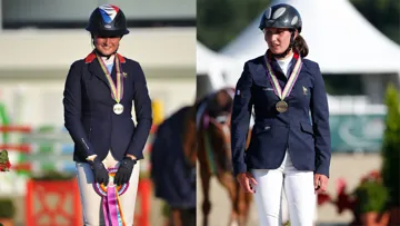 Camille Delaveau (à gauche) et Maëlle Martin ont apporté deux nouvelles breloques à la France aux championnats d'Europe de saut d'obstacles, ce week-end à Ebreichsdorf. Crédit © Hervé Bonnaud - www.1clicphoto.com & Tomas Holcbecher - www.holcbecher.com