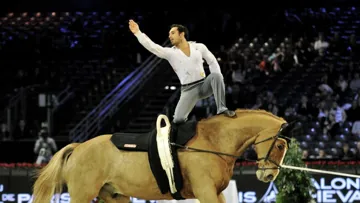 Nicolas Andréani remporte l'étape du monde de voltige au Salon du Cheval de Paris. (Ph. MA Thierry)