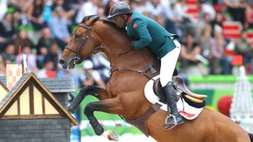 Abdelkébir Ouaddar et Quickly de Kreisker ont signé la meilleure performance marocaine lors des Jeux équestres mondiaux 2014. Photo Scoopdyga