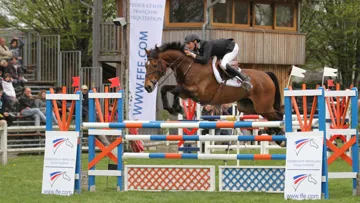 En dépit de six points de pénalité à l'hippique, Nicolas Touzaint remporte un nouveau sacre national, le deuxième avec Hildago de l'Île. Photo Pauline Chevalier