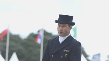 Le Français Éris Vigeanel a pris la deuxième place ex-æquo avec  la Néerlandaise Elaine Pen à l'issue du dressage du CICO 3* de Fontainebleau. Photo Pixizone