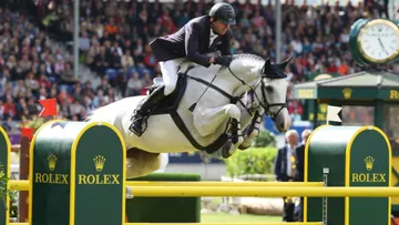 Carsten-Otto Nagel et Corradina, ici lors du Grand Prix d'Aix-la-Chapelle en 2011, ont remporté l'une des plus belles épreuves de leur aventure commune. Crédit Scoopdyga