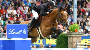 Le Grand Prix d'Aix-la-Chapelle était le dernier concours de Gregory Wathelet en compagnie de Cadjanine Z. Photo Scoopdyga