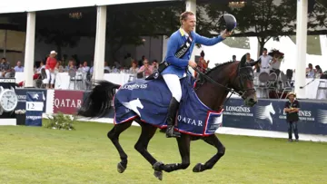 Deux semaines après leur exploit d'Aix-la-Chapelle, Christian Ahlmann et Codex One ont récidivé cet après-midi à Valkenswaard. Photo Stefano Grasso/LGCT