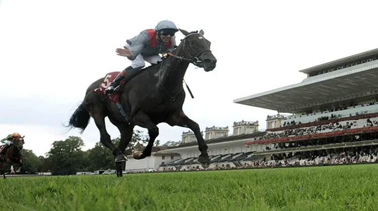 Trève ici au Qatar Prix Vermeille avec Lanfranco Dettori, est l'une des favorites au Prix de l'Arc de Triomphe. Photo Scoopdyga