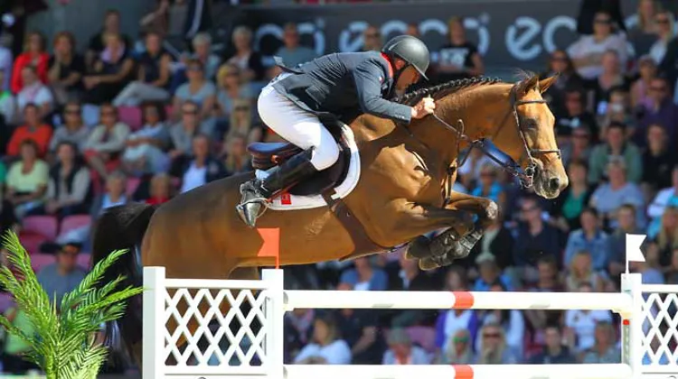 Roger-Yves Bost et sa singulière Castle Frobes Myrtille Paulois ont été proclamés champions d?Europe, le 25 août à Herning. Photo Scoopdyga