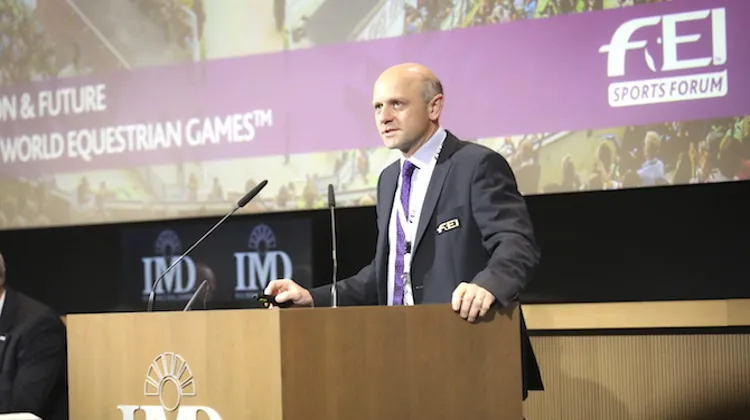 Tim Hadaway, le directeur des Jeux et championnats à la FEI, a tiré un bilan mitigé des JEM de Normandie 2014. Photo Germain Arias-Schreiber/FEI