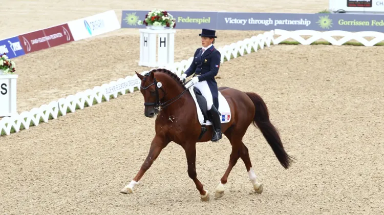 Après avoir remporté les titres de champions des quatre et six ans à Saumur, Karamel de Lauture revient à Saumur avec sa cavalière Claire Gosselin pour participer au CDI 3*. Photo Scoopdyga