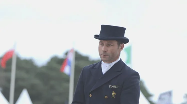 Le Français Éris Vigeanel a pris la deuxième place ex-æquo avec  la Néerlandaise Elaine Pen à l'issue du dressage du CICO 3* de Fontainebleau. Photo Pixizone