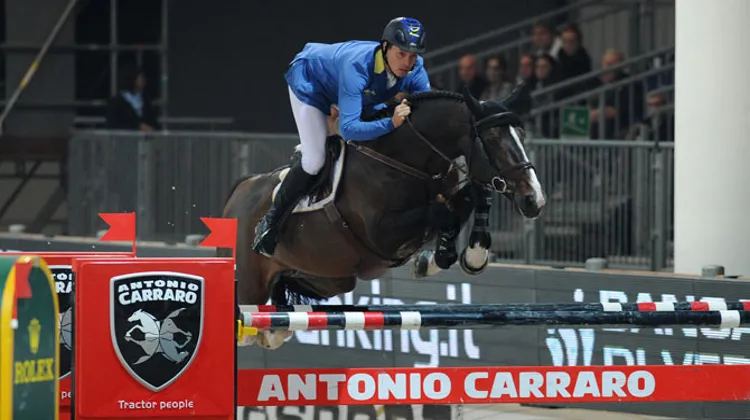 Christian Ahlmann a été le plus rapide des trois Allemands lors du barrage sur Taloubet Z, ce soir à Vérone. Crédit Ph. Lorenzo