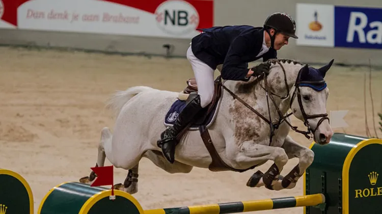 En selle sur Colorit, cheval à la robe assez singulière, David Will a remporté la plus grande victoire de sa carrière, cet après-midi aux Pays-Bas. Photo Equinewsphoto