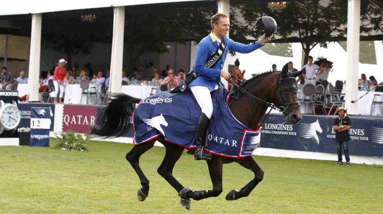 Deux semaines après leur exploit d'Aix-la-Chapelle, Christian Ahlmann et Codex One ont récidivé cet après-midi à Valkenswaard. Photo Stefano Grasso/LGCT