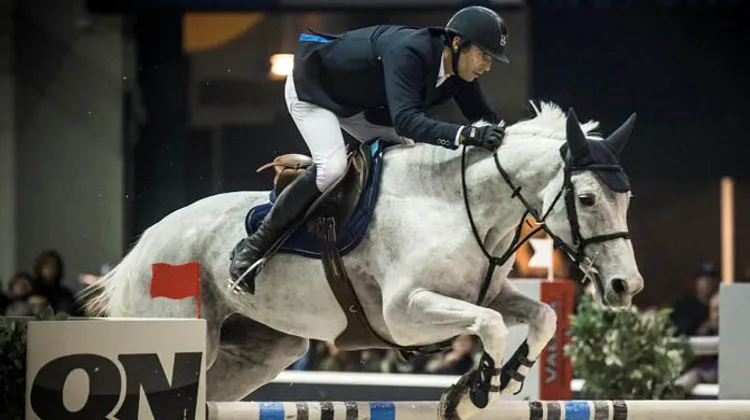 Frédéric Busquet et Plume de la Roque, lors du Grand Prix du CSI 3* de Parme ce week-end. Photo Jumping Parma