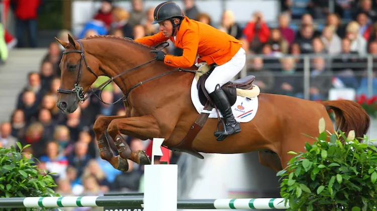 Gerco Schröder et London, seul couple double sans-faute de l'épreuve, ont grandement contribué au succès des Pays-Bas, ce soir à Aix-la-Chapelle. Photo Scoopdyga