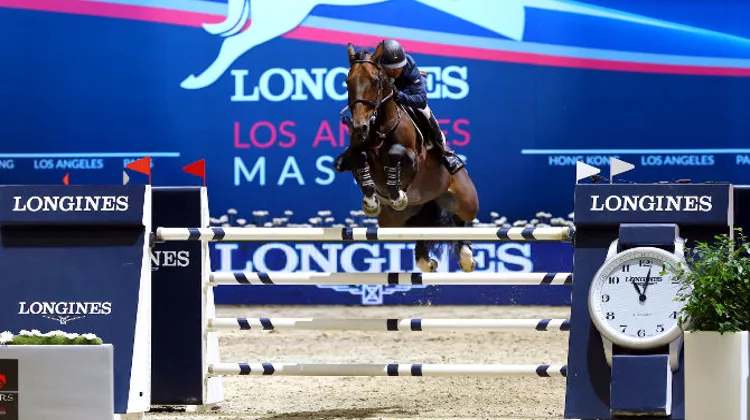 Kent Farrington, ici avec Blue Angel, a remporté deux épreuves à Los Angeles. Photo Scoopdyga