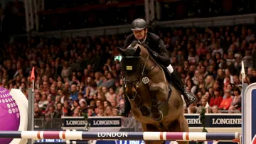 Grâce à sa victoire dans le Grand Prix de la Coupe du monde de Londres avec Cornet's Cristallo, Marco Kutscher s'empare de la troisième place au classement général provisoire. Photo Risto Aaltonen