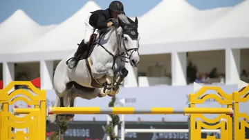Dana Blue et Maikel van der Vleuten dans le CSI4* de Saint-Tropez. 