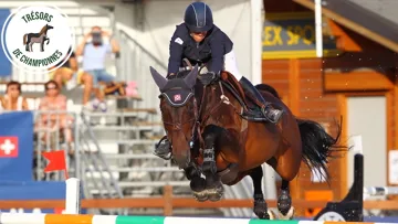 Osiris d’Ouilly sous la selle de Laura Kraut au CSI 3* de Crans-Montana, en 2013 en Suisse.