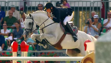 Dirk Demeersman et Clinton lors des championnats d'Europe de 2005.